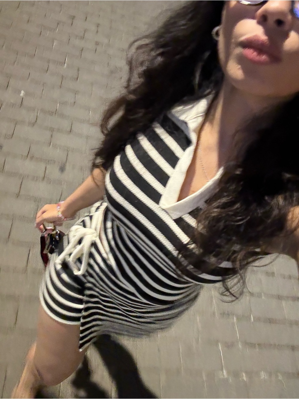 Sleeveless Black and Cream Striped Knit Mini 2 piece set